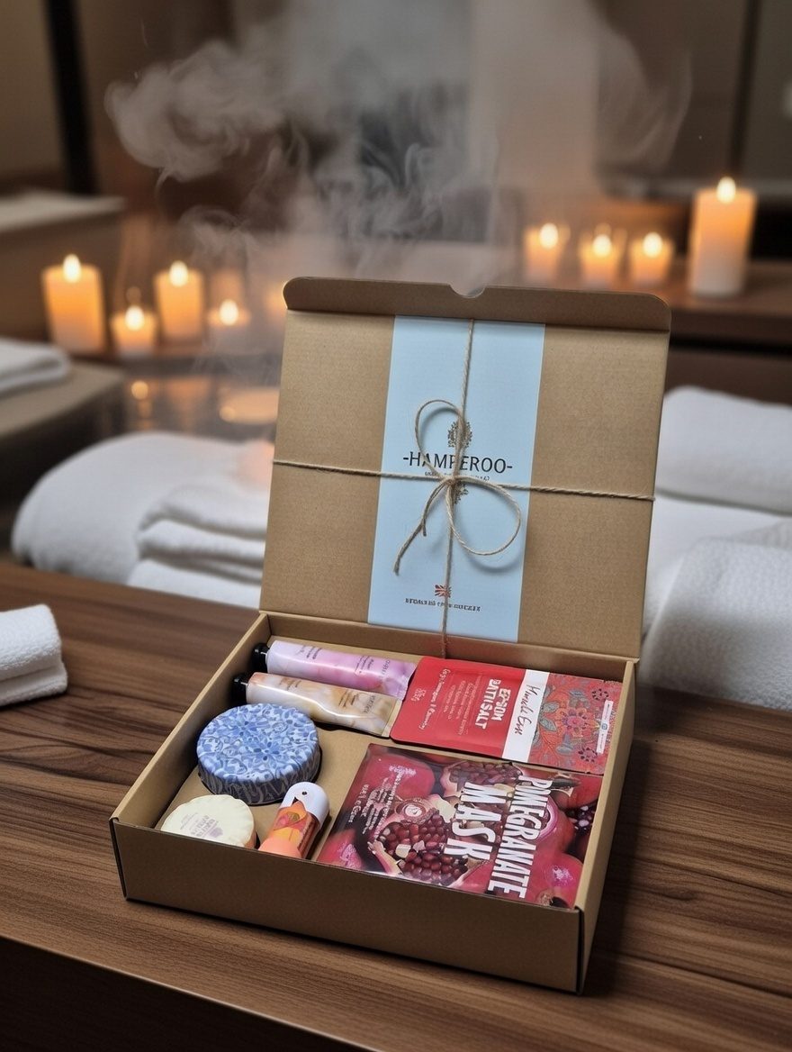 Self-Care Gift Hamper for Women – Candle, Bath Salts & Skincare Set